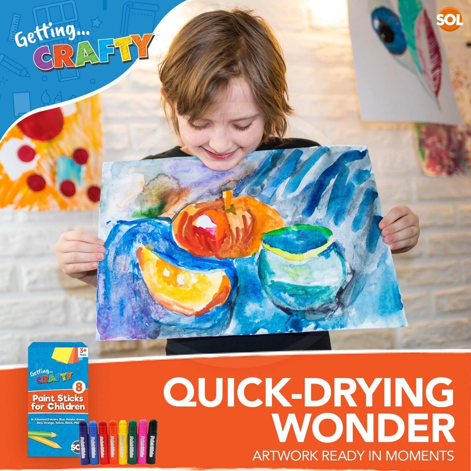 8-24PK Paint Sticks for Kids Children Assorted Colours Painting Arts Crafts Set