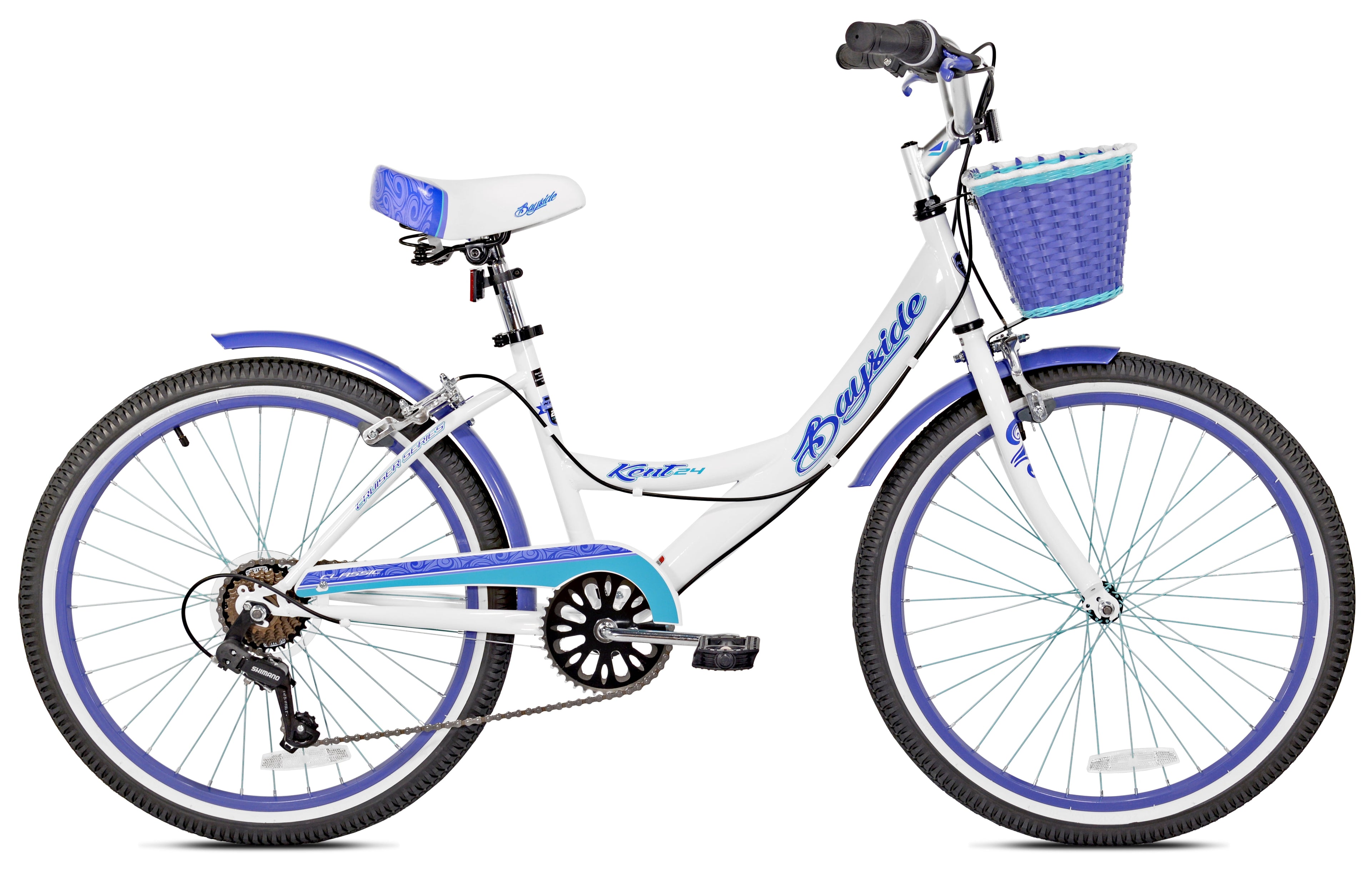 24" Kent Bayside Multi-Speed Girl'S Bike, White/Purple, Ages 12+ Years