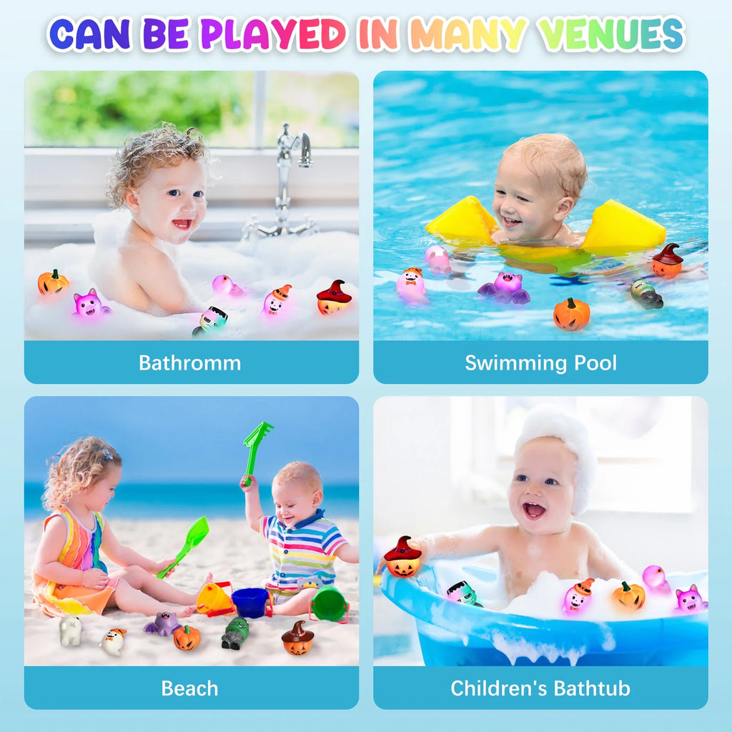 6 Pcs Halloween Light up Bath Toys, Halloween Toys for Kids Baby Toddler, Halloween Party Favors for Kids, Ideal as Halloween Gifts for Boys Girls