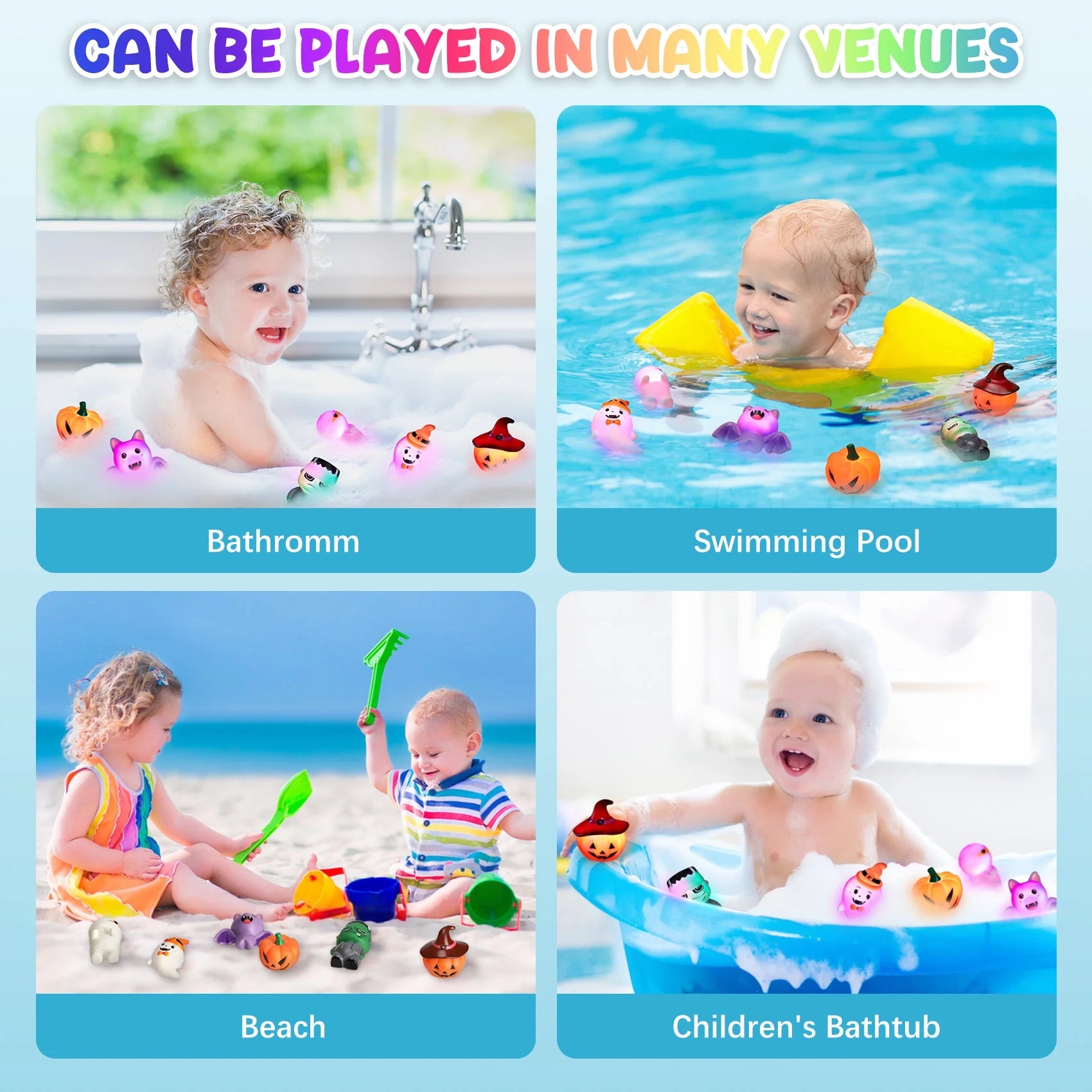 6 Pcs Halloween Light up Bath Toys, Halloween Toys for Kids Baby Toddler, Halloween Party Favors for Kids, Ideal as Halloween Gifts for Boys Girls