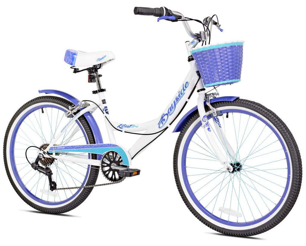 24" Kent Bayside Multi-Speed Girl'S Bike, White/Purple, Ages 12+ Years