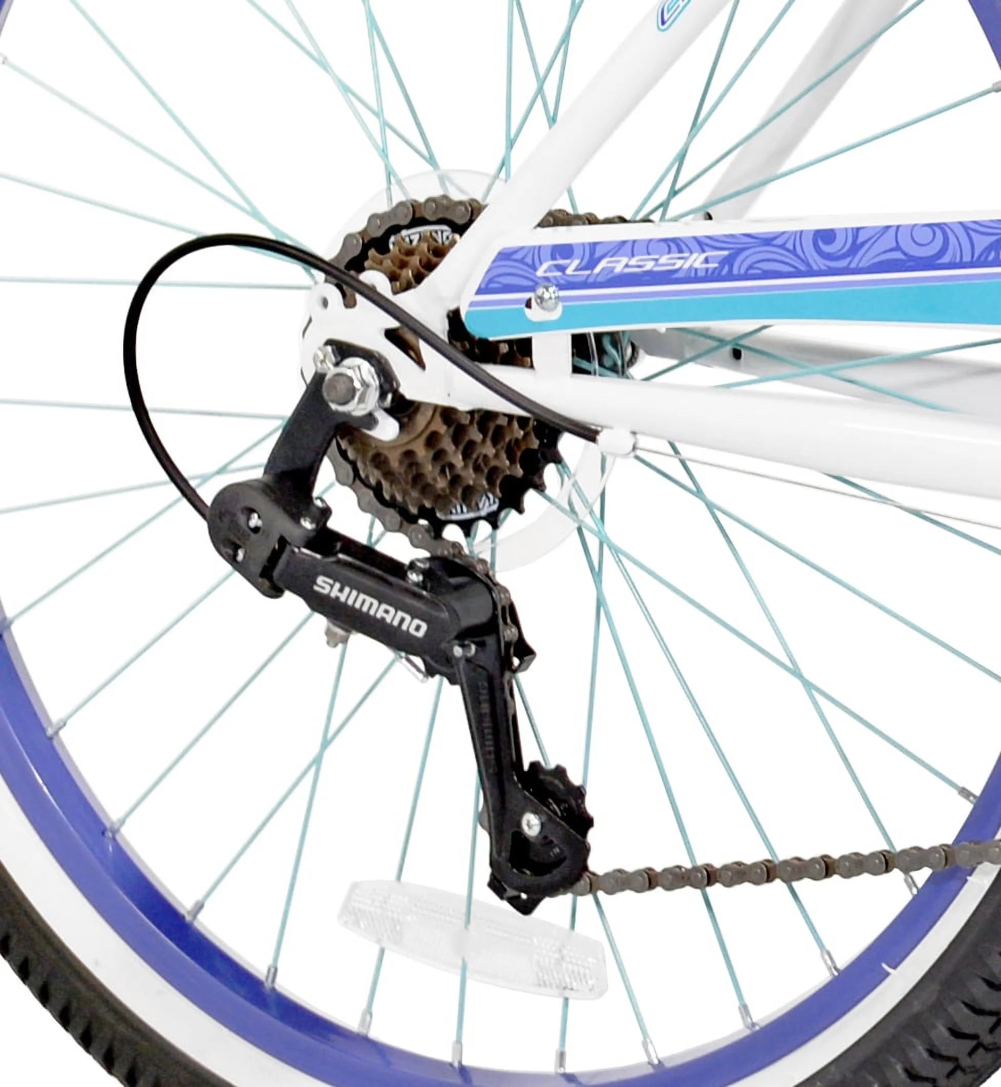 24" Kent Bayside Multi-Speed Girl'S Bike, White/Purple, Ages 12+ Years