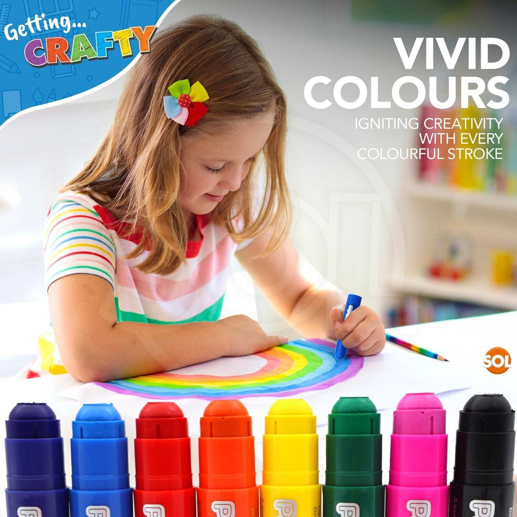 8-24PK Paint Sticks for Kids Children Assorted Colours Painting Arts Crafts Set